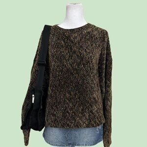 90s Brown chenille sweater with a relaxed fit